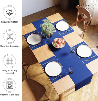 Encasa XO Dining Table Runner 13"x98" | Yarn Dyed Fine Ribbed Cotton | Solid - Image 3