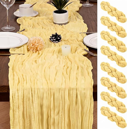 8 Pack Light Yellow Cheesecloth Table Runner 17x108 inch Rustic Gauze Table by Unknown