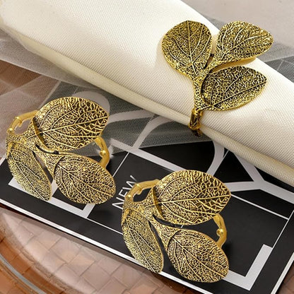 Gold Leaves Napkin Rings for Wedding Party and Daily Use, holiday table - Image 4