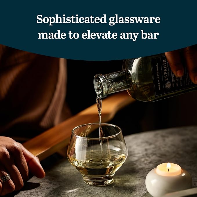 Libbey Mezcal All Purpose Spirits Glasses Set of 4, Stemless Stackable Cocktail - Image 2