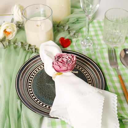 Handmade Flower Napkin Rings Set of 6, Valentine's, Thanksgiving Table - Image 3