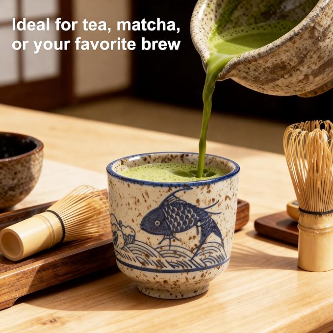 Japanese Tea Cups, 6 OZ Handless Matcha/Coffee Mug, Asian Teacup - Image 4