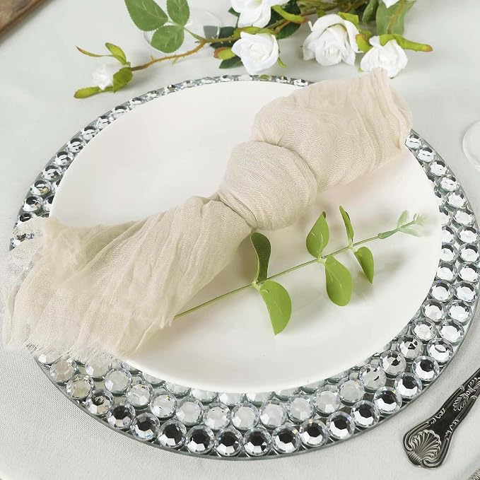 Efavormart 5 Pack 24"x19" Cream Matte Gauze Cheesecloth Napkins, Organic Cotton - Image 3
