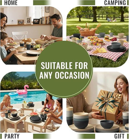 40 PCS Wheat Straw Dinnerware Set | Service - Image 8