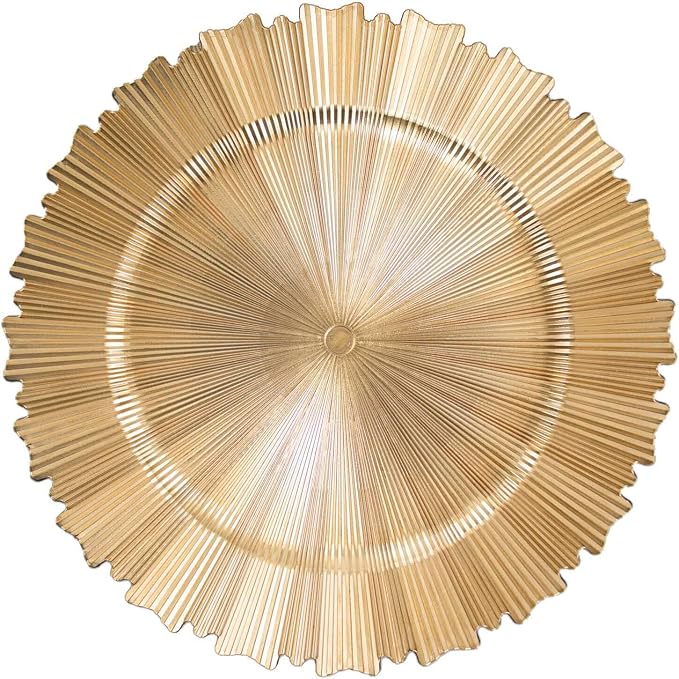 Efavormart 6 Pack | 13" Metallic Gold Sunray Acrylic Plastic Serving Plates - Image 7