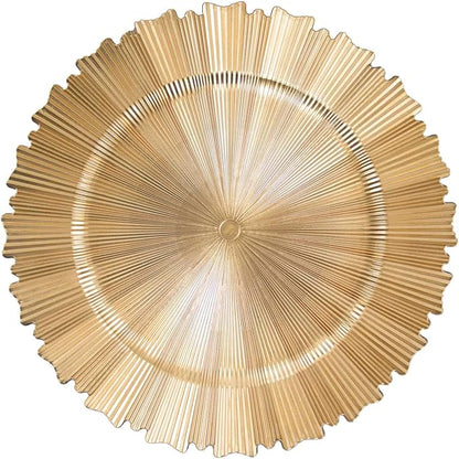 Efavormart 6 Pack | 13" Metallic Gold Sunray Acrylic Plastic Serving Plates - Image 7