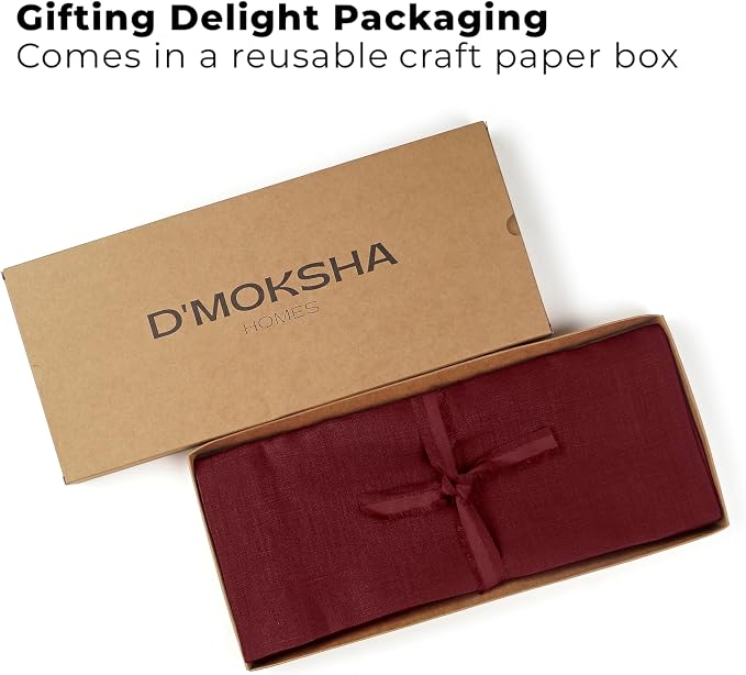 Classic Linen™ by D'Moksha Red Garnet Table Runner 132 Inches Long, 100% Pure - Image 4