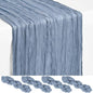Showgeous 4 Pack Dusty Blue Cheesecloth Table Runner, 17 x 108 Inches | Boho by Showgeous