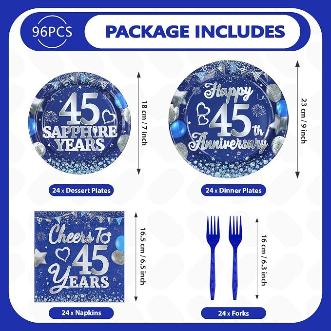96Pcs 45th Anniversary Decorations - Image 2