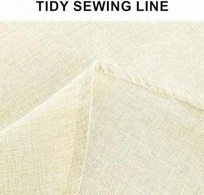 Hiasan Round Linen Tablecloth 50 Inch - Wrinkle and Stain Resistant Washable Polyester Fabric Table Cloth for Dining Room Kitchen Party, Champagne