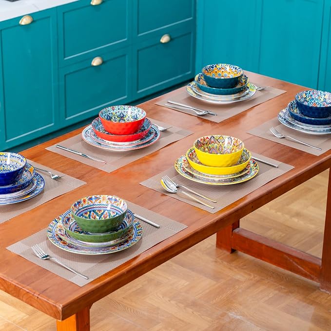24 Pieces Dinnerware Sets, Ceramic Plates and Bowls Set, Microwave and - Image 6