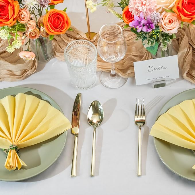 Alata Potter Champagne Gold 20-Piece Forged Silverware Set, Service - Image 2