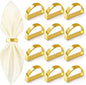 Gold Napkin Rings Set of 12, Semicircle Metal Bright Gold Napkin Holder Buckles, Fall Thanksgiving Christmas Napkin s Rings for Dinner Table Decor, Wedding, Banquet, Party, Easter