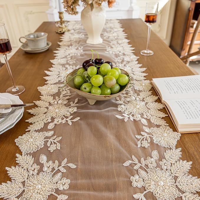 Embroidered Lace Table Runner - Image 5