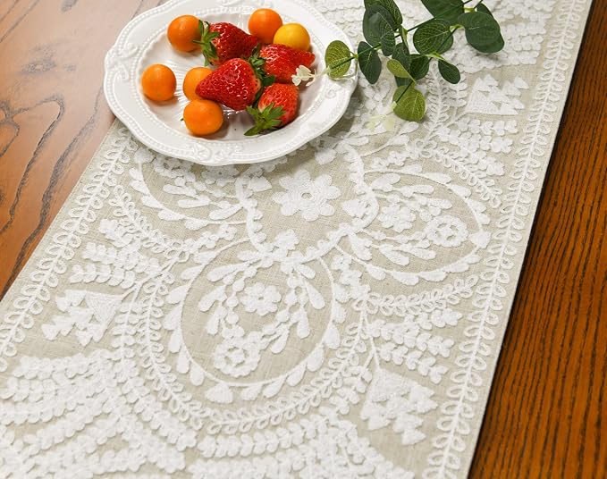 KEVA Boho Table Runner 72inches Long, Farmhouse Linen Table Runner, Rustic - Image 3