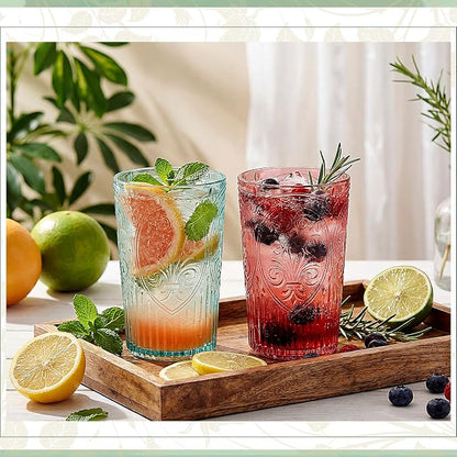 48 Pcs 16 oz Plastic Vintage Drinking Glasses Stemless Ribbed Highball Glasses - Image 6