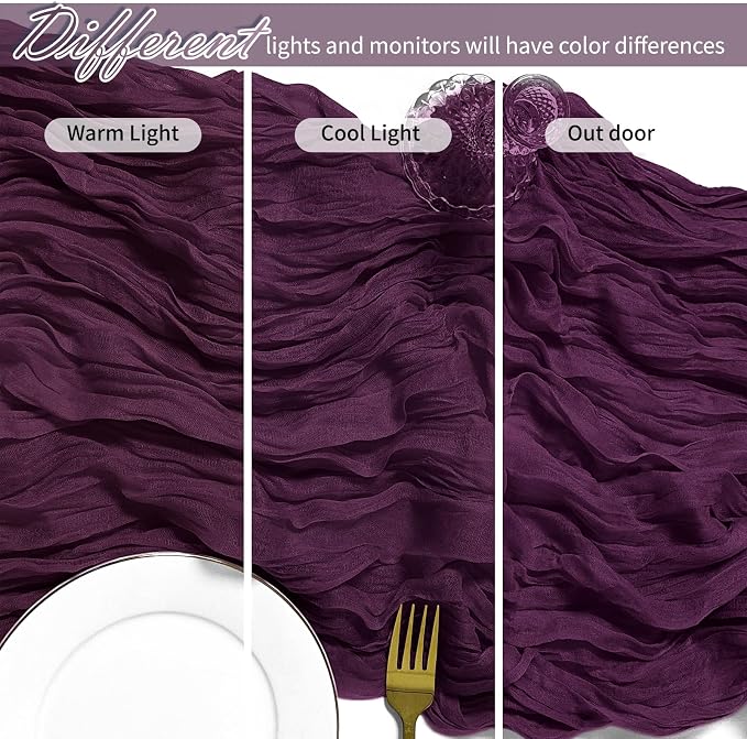 15 Pack Dark Purple Cheesecloth Table Runner 17 x 108 inch Cheese Cloth Table - Image 8