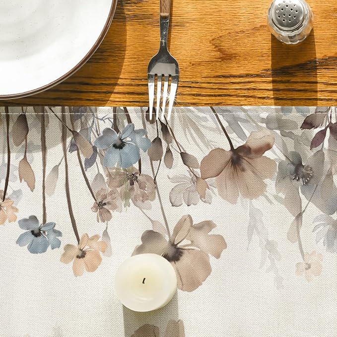 Artoid Mode Brown Poppy Flowers Floral Blossom Summer Table Runner, Fall - Image 7