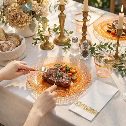 Rubtlamp 175 Pcs Plastic Dinnerware Set, Hammered Party Plates Set Include - Image 6