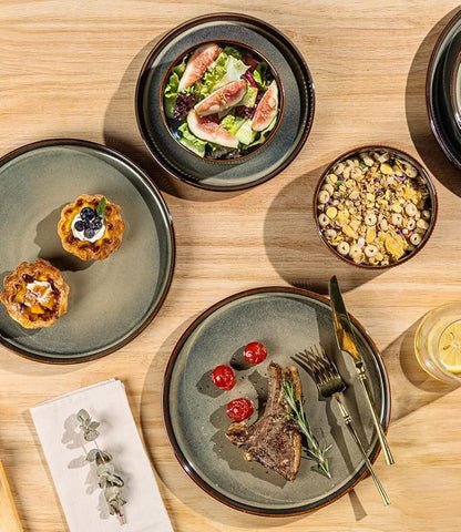 Ceramic Dinnerware Set for 4, 16-Piece Plates and Bowls Set | Lightweight - Image 4