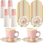 Tioncy 100 Pcs Tea Party Decorations Include 50 Pieces 9 oz Paper Tea Cups by Tioncy