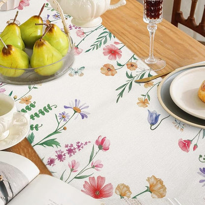 Bonhause Spring Floral Table Runner 13x72 Inch Pink Flowers Plants Leaves - Image 5