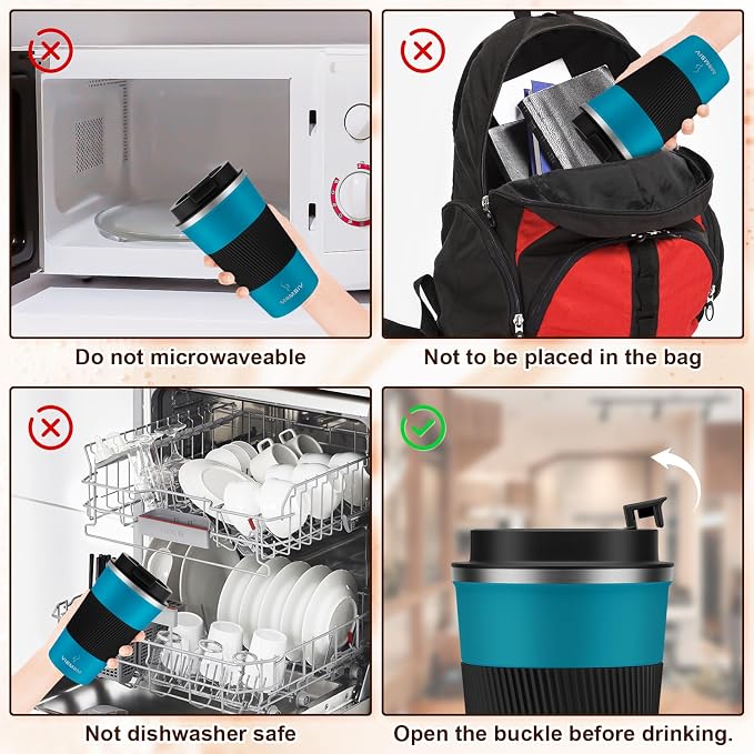 MMOMSIV 12oz Travel Coffee Mug, Insulated Coffee Cup - Image 6