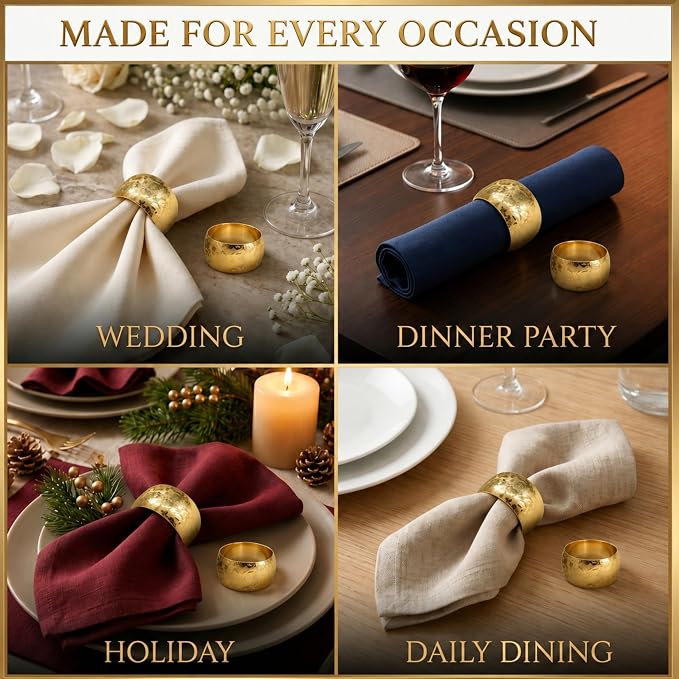 Gold Napkin Rings Set of 12 – Minimal Modern Design – Elegant Napkin Ring - Image 7