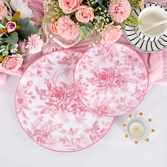 60PCS Pink Plastic Plates - Image 4