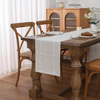 Gernaice Boho Table Runner, Modern Plaid Cotton Linen Farmhouse Table Runners by Gernaice