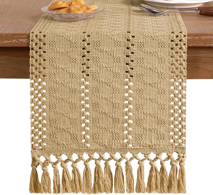 Boho Table Runner Summer Farmhouse Rustic Dining Dresser Scarf Home Decor | - Image 3