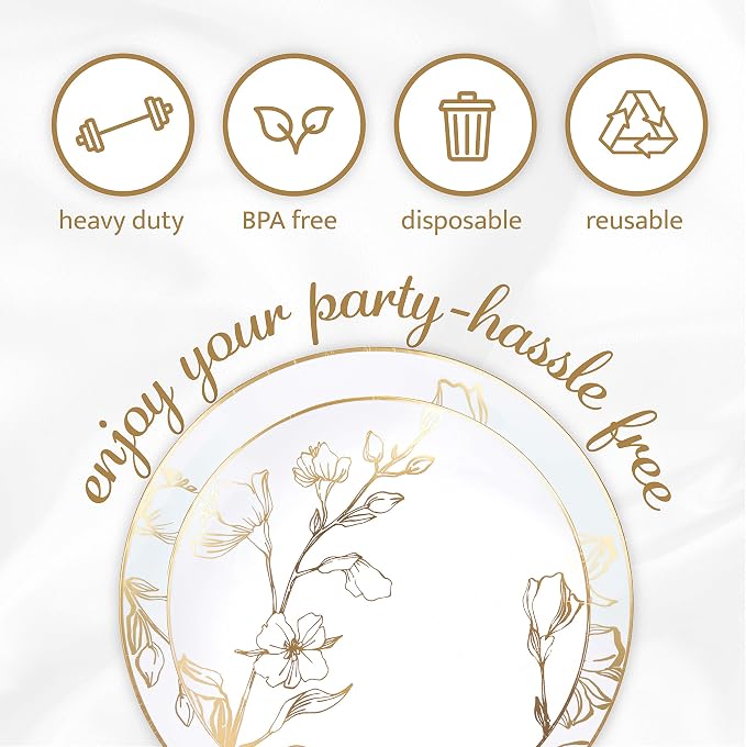 PLASTICPRO White Plastic Design Party Plates Premium heavyweight Elegant - Image 6