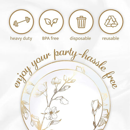 PLASTICPRO White Plastic Design Party Plates Premium heavyweight Elegant - Image 6