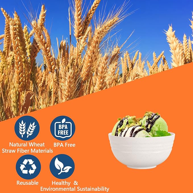 【NOT CERAMIC】Unbreakable Cereal Bowls, 25 OZ Wheat Straw Bowls Microwave and - Image 3