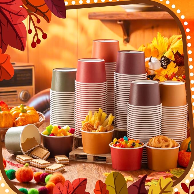 Jingmore Paper Ice Cream Cups 9oz Colored Disposable Dessert Bowls - Image 2