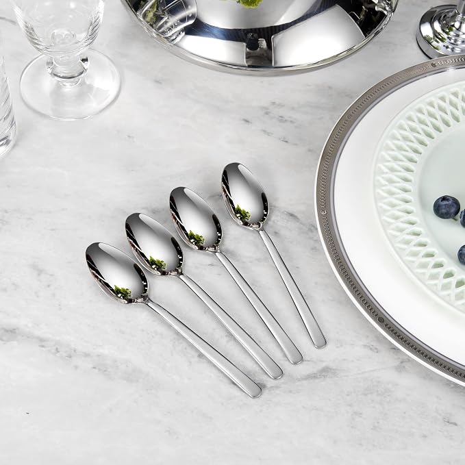 Premium Aline 4-Piece 5.8-Inch Dessert Spoon Set | 18/10 Stainless Steel Small - Image 4