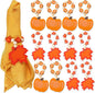 KPOSIYA Fall Thanksgiving Napkin Rings Set of 12, Pumpkin Maple Leaf Napkin by KPOSIYA