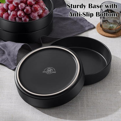 E-far Pasta Bowls Set of 4-35oz Shallow Ceramic Bowl Plates - Image 7
