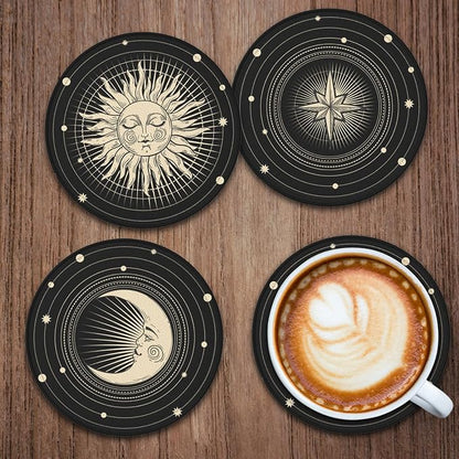 Sun Star Moon Leather Drinks Coasters - Image 3