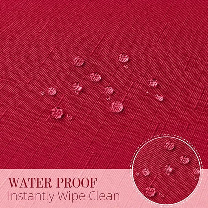 Cloth Place Mats Set of 8–Reusable Rectangular Waterproof Fabric Polyester Washable Wipeable Heat Resistant Linen for Kitchen Dining Dinner Restaurant Wedding Table(DarkRed/13x19 Inch)