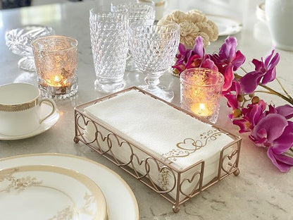 Rose Gold Loving Heart Elegant Sturdy Guest Napkin Holder | Disposable Paper - Image 2