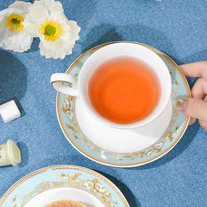Bone China Tea Set, 21-Pieces Porcelain Tea Set - Image 5