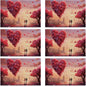 Valentines Day Placemats Set of 6, Valentines Love Heart Heat Resistant Washable Table Placemats for Christmas, Thanksgiving, Party, and Daily Dining