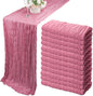 12 Pack 10Ft Cheesecloth Table Runner 35x120 Inch Boho Gauze Table Runner Rustic Cheese Cloth Long Romantic Table Runners for Wedding Bridal Shower Birthday Party Table Decor (Dusty Rose)
