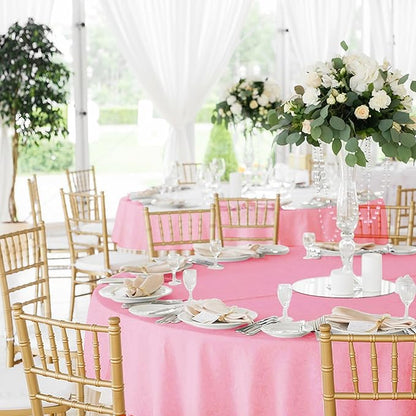 Fitable 6 Pack Pink Round Tablecloths - 120 Inches in Diameter - Stain Resistant and Washable Table Clothes, Polyester Fabric Table Covers for Wedding, Party, Banquet, Formal Events