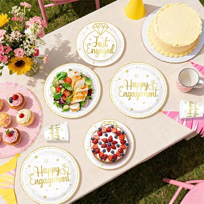 250Pcs Happy Engagement Diamond Ring Party Decoration Serves 50 | White Gold - Image 6