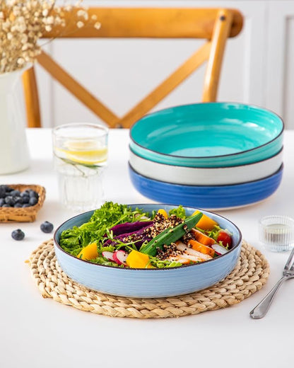 vancasso Pasta Bowls Set of 4, 46 oz Ceramic Salad Serving Bowls and Soup Bowls - Image 6