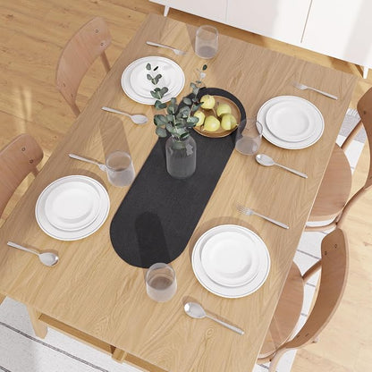 Encasa XO Table Runner, Handmade Ribbed Cotton 12"x36" | Black, Heat & Scratch - Image 2