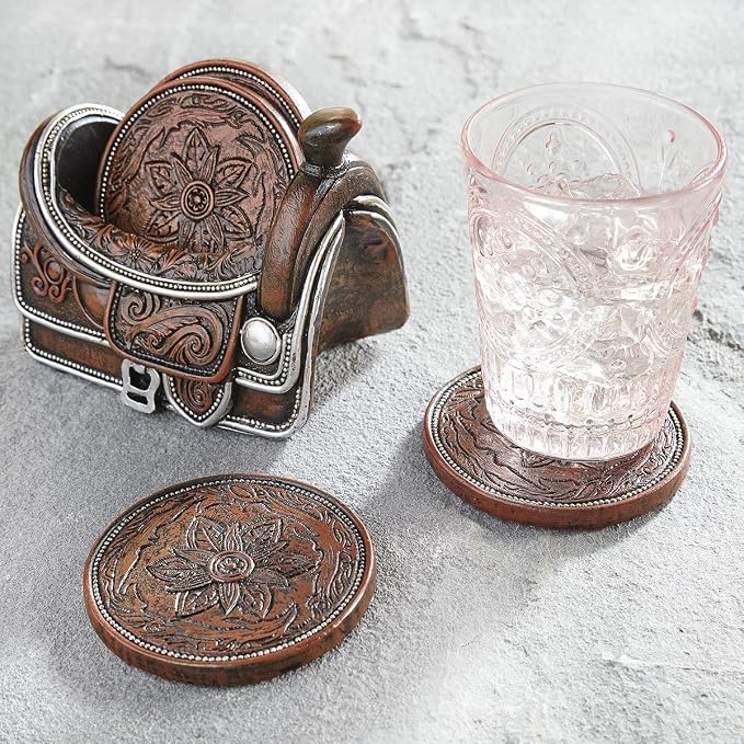 BLACK FOREST DECOR Saddle Coaster Set by BLACKFORESTDECOR