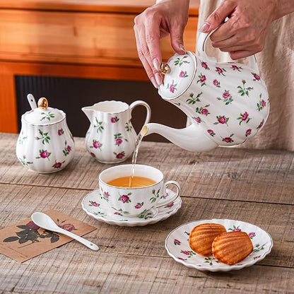 Rose Flowers Ceramic Tea Set，Tea Sets - Image 3